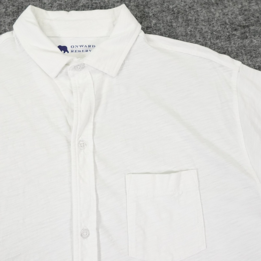 Onward Reserve Sunwashed Button Up Shirt Mens Large White Polo Textured Cotton - Picture 4 of 13
